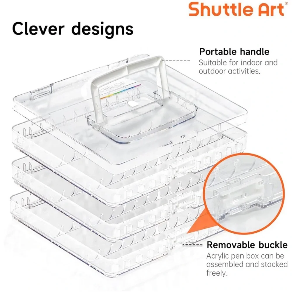 Shuttle Art Stackable Clear Marker Case - 3 layers, 36 marker slots.  Like new.